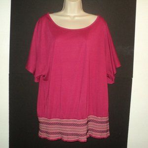 NEW Route 66 Plus 2X Top Short Dolman Sleeves Rose